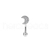 Moon 304 Stainless Steel Pink Cubic Zirconia Eyebrow Curved Barbell Rings WG9A661-05-1