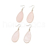 Natural Rose Quartz Teardrop Dangle Earrings EJEW-G331-01G-01-1