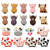 CHGCRAFT 18Pcs 18 Styles Cow/Cattle Food Grade Silicone Focal Beads SIL-CA0002-86-1