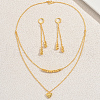 Brass Heart Double-layer Necklaces & Earrings Sets for Women VD3296-5