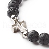 Natural Obsidian & Lava Rock Round Beads Stretch Bracelets Set BJEW-JB06982-04-13