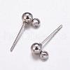 Non-Tarnish 304 Stainless Steel Ball Stud Earrings Findings STAS-K146-017-4mm-1