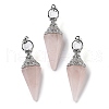 Natural Rose Quartz Faceted Cone Big Pendants G-P552-04P-01-1