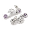 Brass Pave Cubic Zirconia Flower Stud Earrings for Women EJEW-I304-23P-07-2
