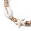 Ocean Theme Adjustable Cowrie Shell & Coconut Braided Bead Bracelets BJEW-JB11461-01-3
