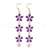 Zinc Alloy Enamel Flower Dangle Earrings EJEW-JE06462-02-3