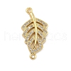 Rack Plating Brass Micro Pave Clear Cubic Zirconia Hollow Leaf Connector Charms KK-A234-055G-1