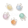 Dyed Natural Selenite Copper Wire Wrapped Pendants PALLOY-TA00136-1