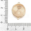 Brass Enamel & Natural Pearl Flat Round with Flower Connector Charms KK-K351-50G-02-3