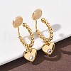 Heart Brass Micro Pave Clear Cubic Zirconia Clip-on Earrings EJEW-K286-12G-1