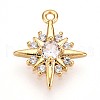 Brass Micro Pave Clear Cubic Zirconia Pendants KK-T075-24G-1