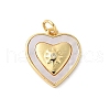 Brass Pave Natural White Shell Pendants KK-S522-22G-1