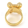Brass Micro Pave Clear Cubic Zirconia Letter Open Cuff Ring for Women RJEW-M173-01G-X-3