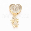 Brass Micro Pave Clear Cubic Zirconia Pendants ZIRC-L093-04G-1