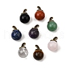 Natural Mixed Stone Round Pendants with Alloy Witch Hat G-D311-01AB-1