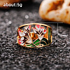 Flower Pattern Brass Enamel Finger Rings FS-WGFE972-04-5