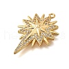 Brass Micro Pave Clear Cubic Zirconia Pendants KK-U065-13G-2