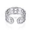 Non-Tarnish 304 Stainless Steel Oval Wrap Open Cuff Ring RJEW-T023-46P-2