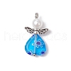 Handmade Millefiori Lampwork Beads and ABS Plastic Imitation Pearl Round Beads and Tibetan Style Alloy Fairy Wing Beads and 304 Stainless Steel Ball Head Pins Pendants PALLOY-JF03740-02-3