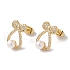 Bowknot Brass Micro Pave Clear Cubic Zirconia Stud Earrings EJEW-A110-06G-2
