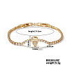 Shiny Vintage Teardrop Brass Rhinestone Link Chain Bracelets CF3955-1-1