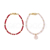2Pcs 2 Styles Glass Beads Stretch Bracelet Set for Women BJEW-JB11573-2