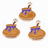 Light Gold Tone Alloy Enamel Pendants ENAM-T018-14-1