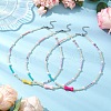 Acrylic Bone & Glass Beaded Necklaces for Women NJEW-JN05156-1