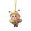 Cute Bees Acrylic Pendant Decoration HJEW-G026-01D-1