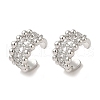 Rack Plating Brass Micro Pave Clear Cubic Zirconia Twisted Chain Ring Cuff Earrings for Women EJEW-P280-15P-1