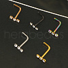 304 Stainless Steel Crystal Rhinestone 3 Flat Round L-Shaped Nose Rings WGC87C3-04-2