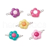 Two Tone Opaque Acrylic & Glass Pearl Flower Connector Charms PALLOY-JF03484-02-1