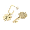 Clover 304 Stainless Steel Dangle Earrings EJEW-L283-091G-2