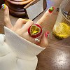 Heart Resin & Crystal Rhinestone & Glass Finger Rings FS-WGE223F-01-1