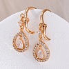 Brass Micro Pave Clear Cubic Zirconia Leverback Earrings EJEW-K300-59G-02-3
