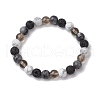 8.5mm Round Natural Larvikite & Howlite & Synthetic Smoky Quartz & Natural Lava Rock  Bead Stretch Bracelets for Women BJEW-JB10944-03-1