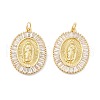 Rack Plating Brass Micro Pave Clear Cubic Zirconia Pendants KK-D073-12G-1