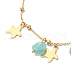 Summer Beach Nuggets Natural Amazonite & Ion Plating(IP) 304 Stainless Steel Charm Anklets for Women BJEW-P326-05E-G-2