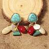Triangle Alloy Plastic Dangle Stud Earrings EJEW-Q035-01G-1