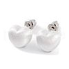 Heart Brass Stud Earrings for Women EJEW-G391-07S-2