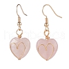 Natural Rose Quartz Heart Dangle Earrings EJEW-JE04948-01-1