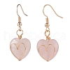 Natural Rose Quartz Heart Dangle Earrings EJEW-JE04948-01-1