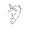 Rhodium Plated 925 Sterling Silver Micro Pave Clear Cubic Zirconia Cuff Rings FS-WGAAA9B-01-4