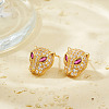Fashionable Brass Cubic Zirconia Leopard Stud Earrings PP8335-3