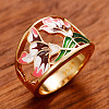 Flower Pattern Brass Enamel Finger Rings FS-WGFE972-05-3