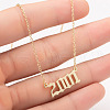 2001 Birth Year Number 201 Stainless Steel Pendant Cable Chain Necklaces FS-WGB5F08-30-1