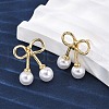 Cherry Brass ABS Plastic Pearl Stud Earrings EJEW-U062-03G-01-3