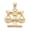 Rack Plating Brass Micro Pave Cubic Zirconia Pendants KK-H449-67G-01-RS-1
