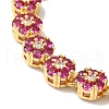 Rack Plating Brass Pave Cubic Zirconia Flower Link Chain Bracelets for Women BJEW-A018-03G-01-2