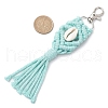 Handmade Macrame Cotton Threads & Natural Cowrie Shell Beads Pendant Decoration HJEW-JM02627-01-3